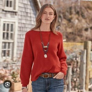 Sundance Jovie Rust Orange 100% Cashmere Sweater Women's Crew Neck Size XS